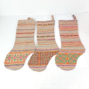 🔥3 Beautiful Multicolor Embroidery Tribal Bohemian Design Christmas Stockings